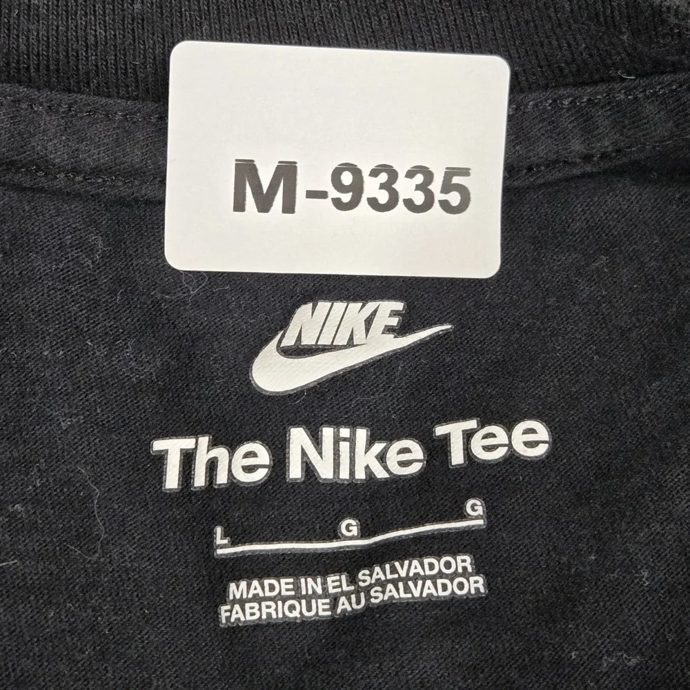 Nike‎ Men Shirt L Black Air Swoosh Logo Graphic Print Long Sleeve Crew Neck Tee